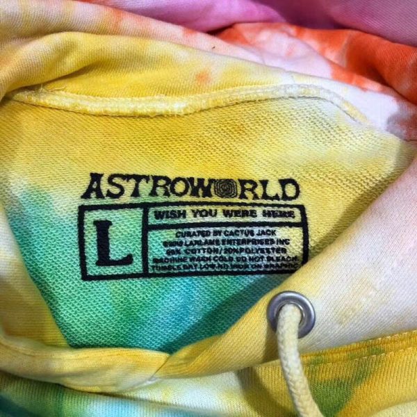 Astroworld Tie Dye Hoodie tag